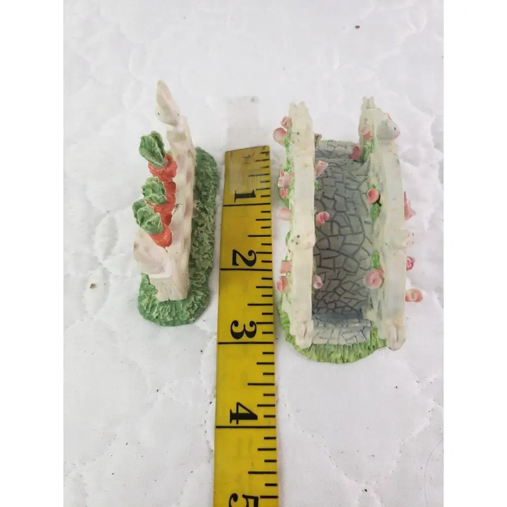 Vintage Easter Bunny Village Figurines Garden Accessories Spring Decor 8 Pcs